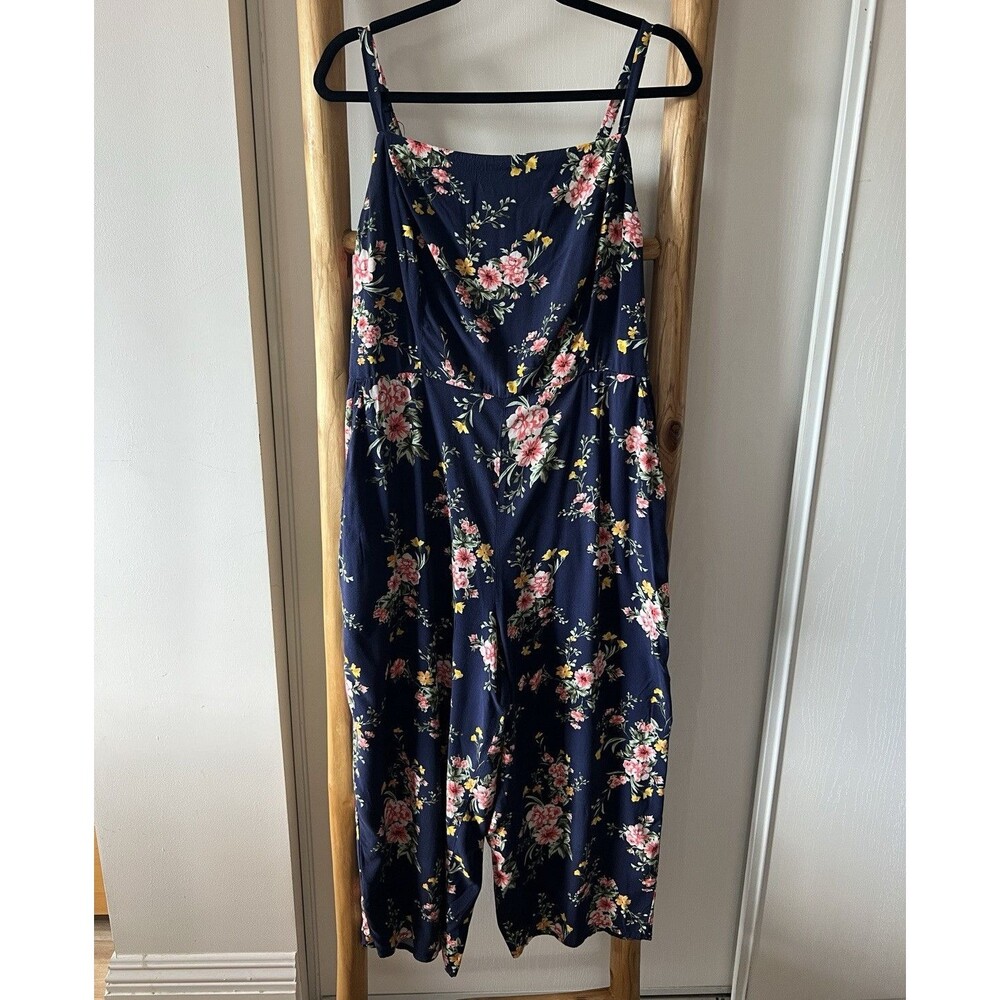 Old Navy Rayon Floral V-Neck Smocked Sleeveless Wide-Leg Jumpsuit XL